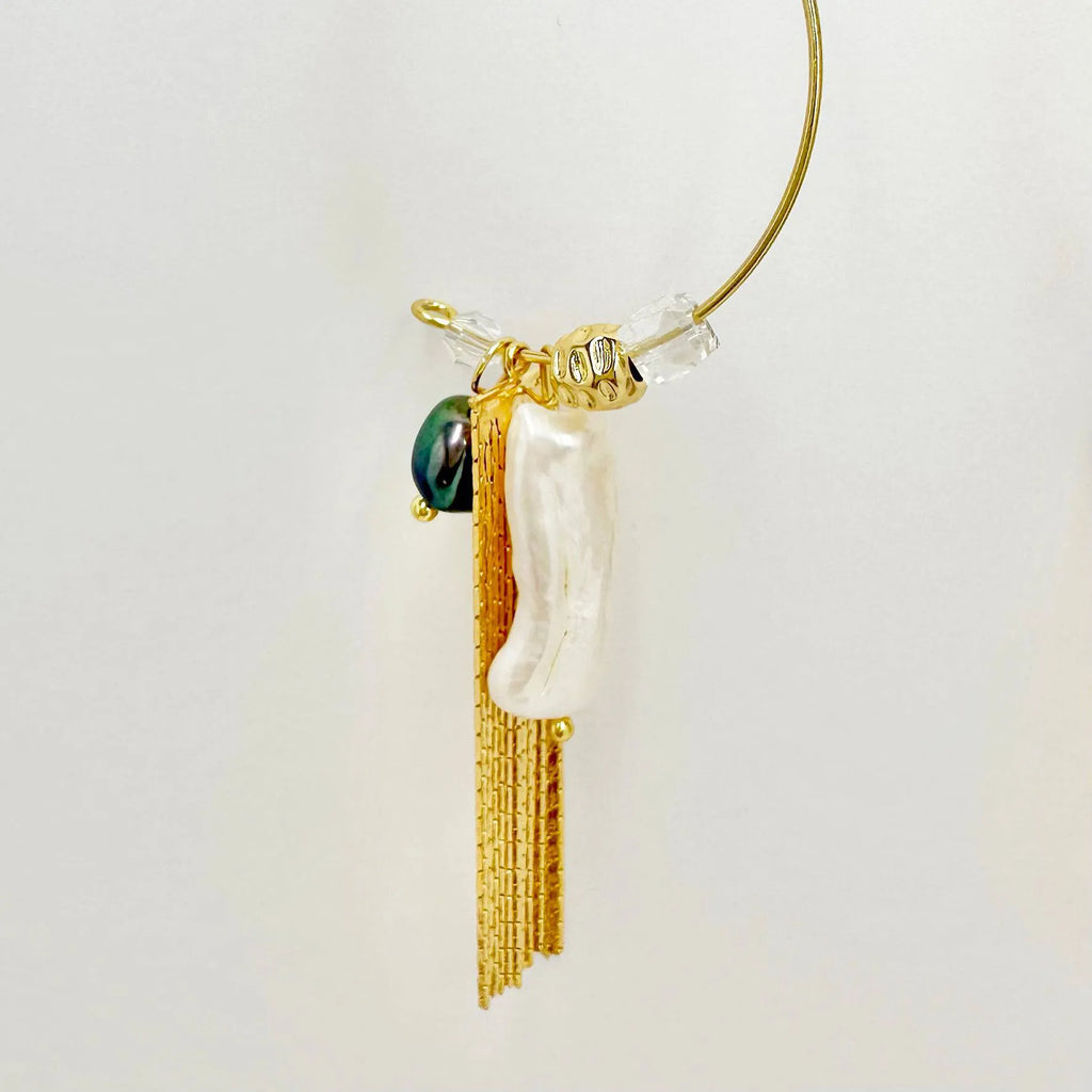 Baroque pearl gold vermeil hoop earrings