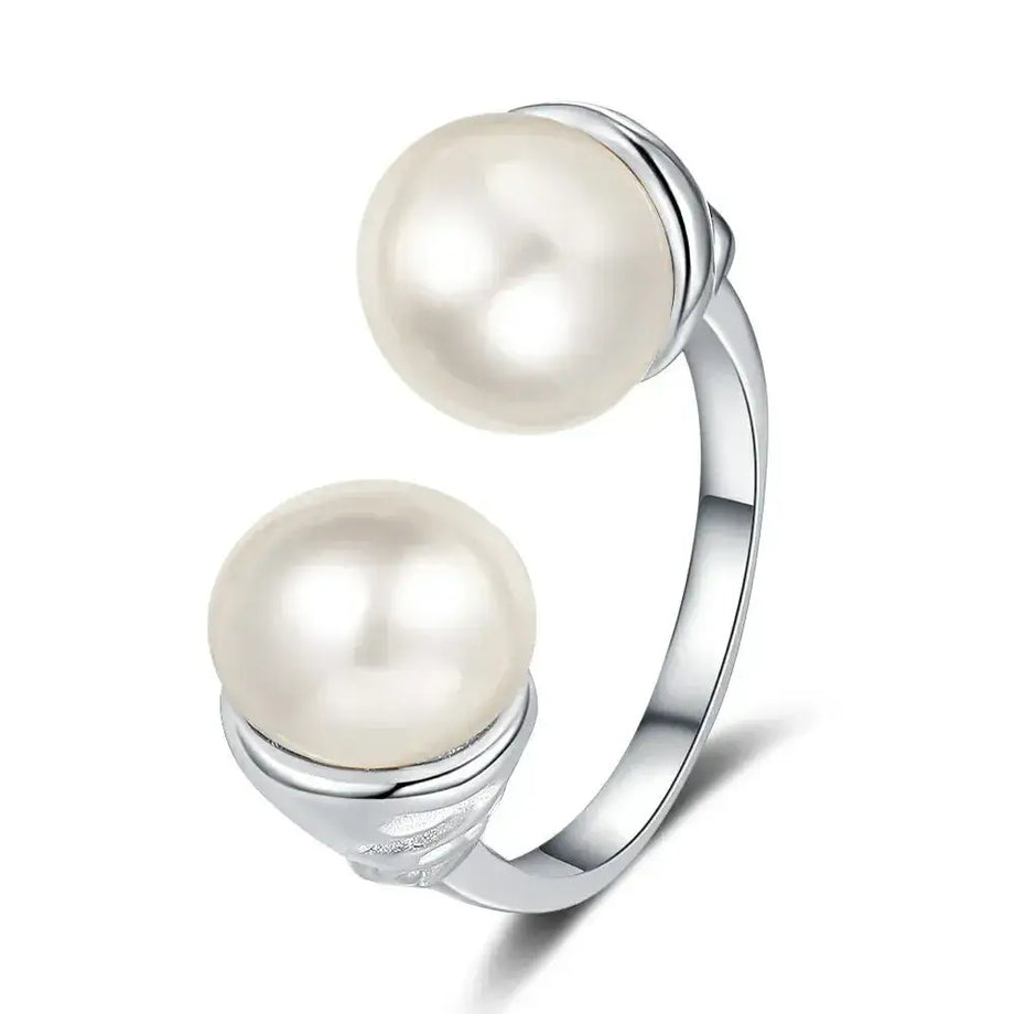 Beaded Pearl Adjustable Vintage Style Silver Ring – Angel Barocco