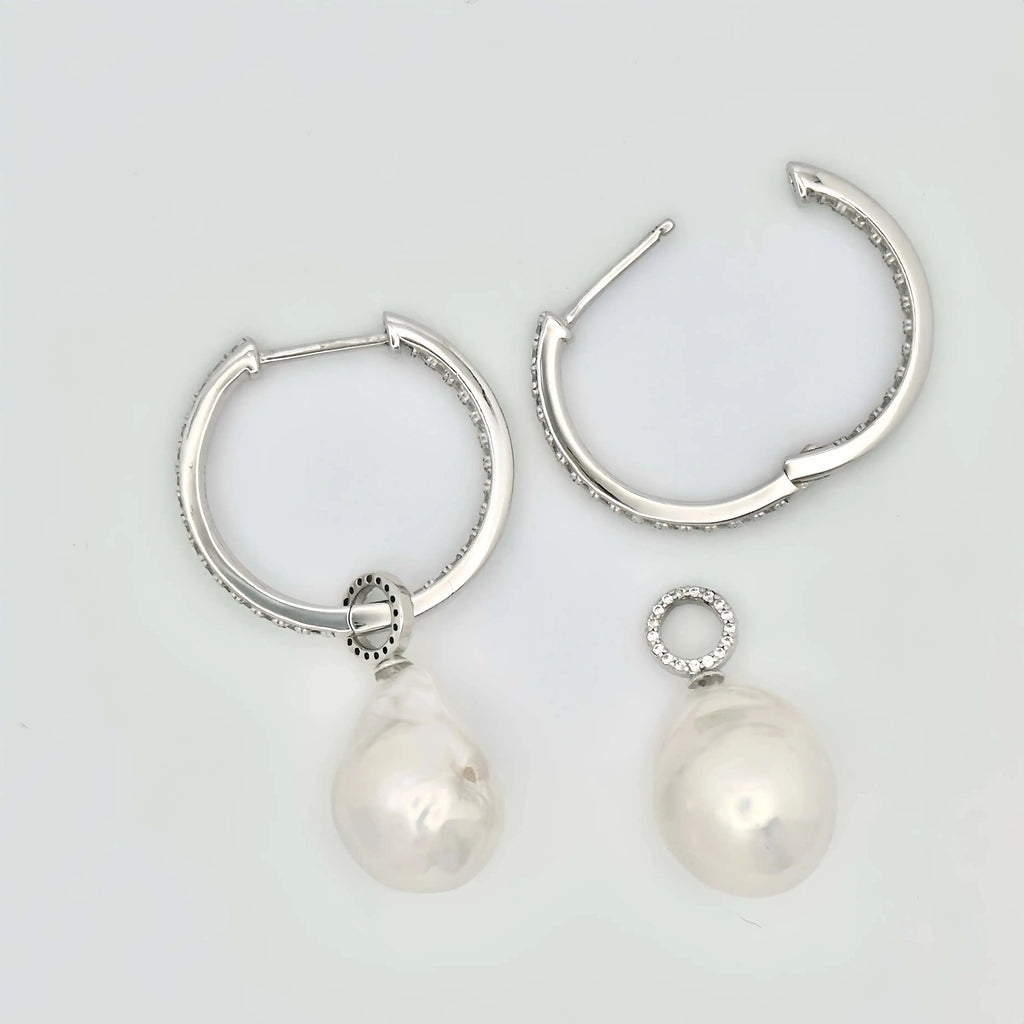 Detachable gemhoop Baroque pearl earrings