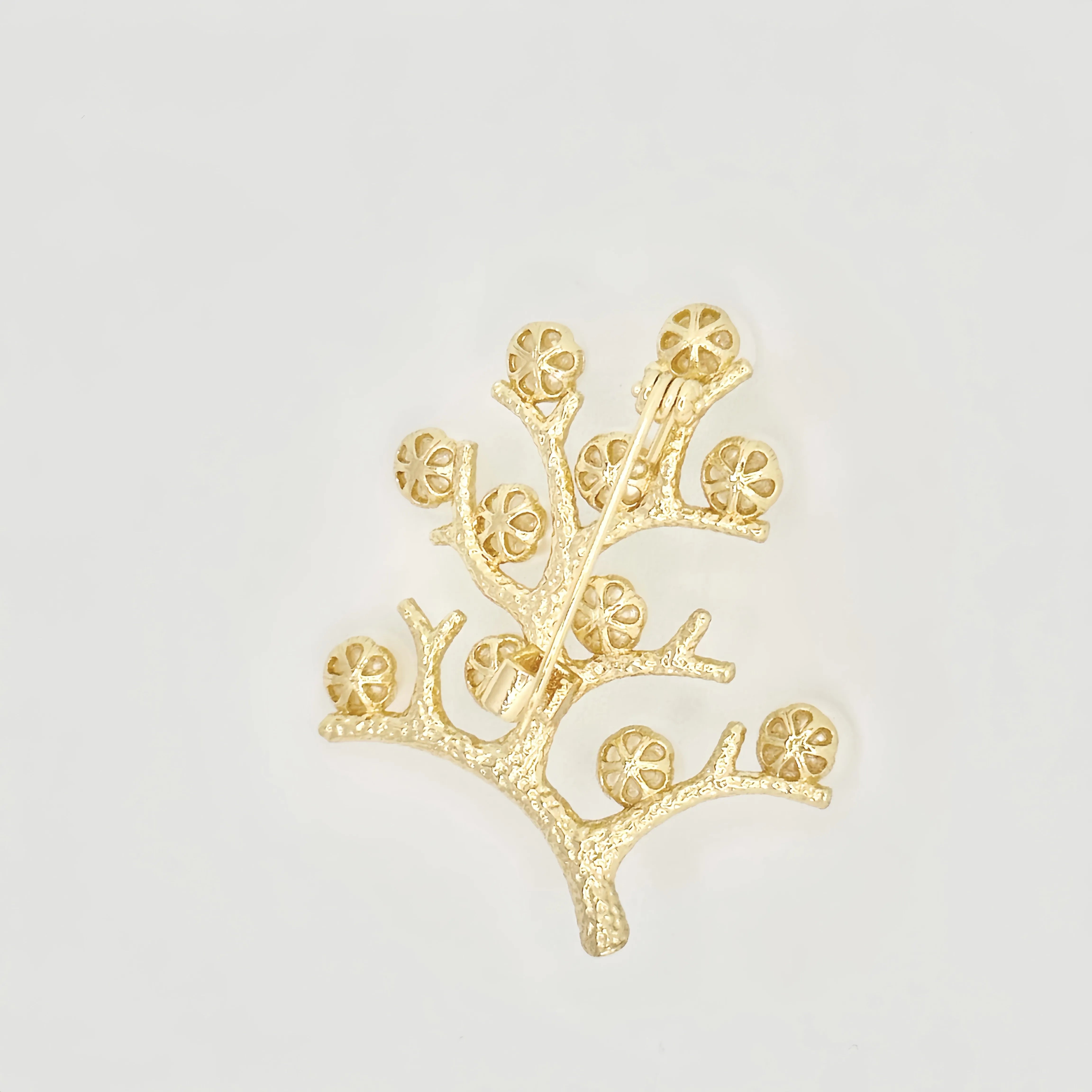 Gold Vermeil Tree Pearl Brooch – Angel Barocco