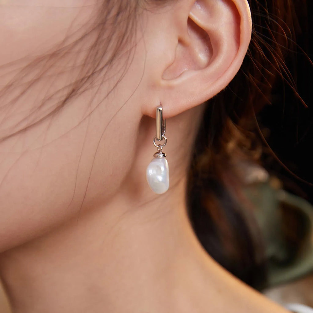 baroque pearl hoop earrings