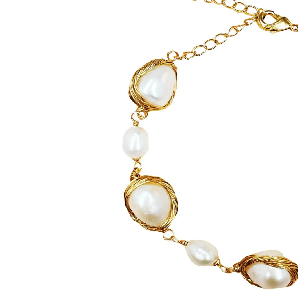 Pearl Bracelet Gold plated- 925 Sliver - Angel Barocco