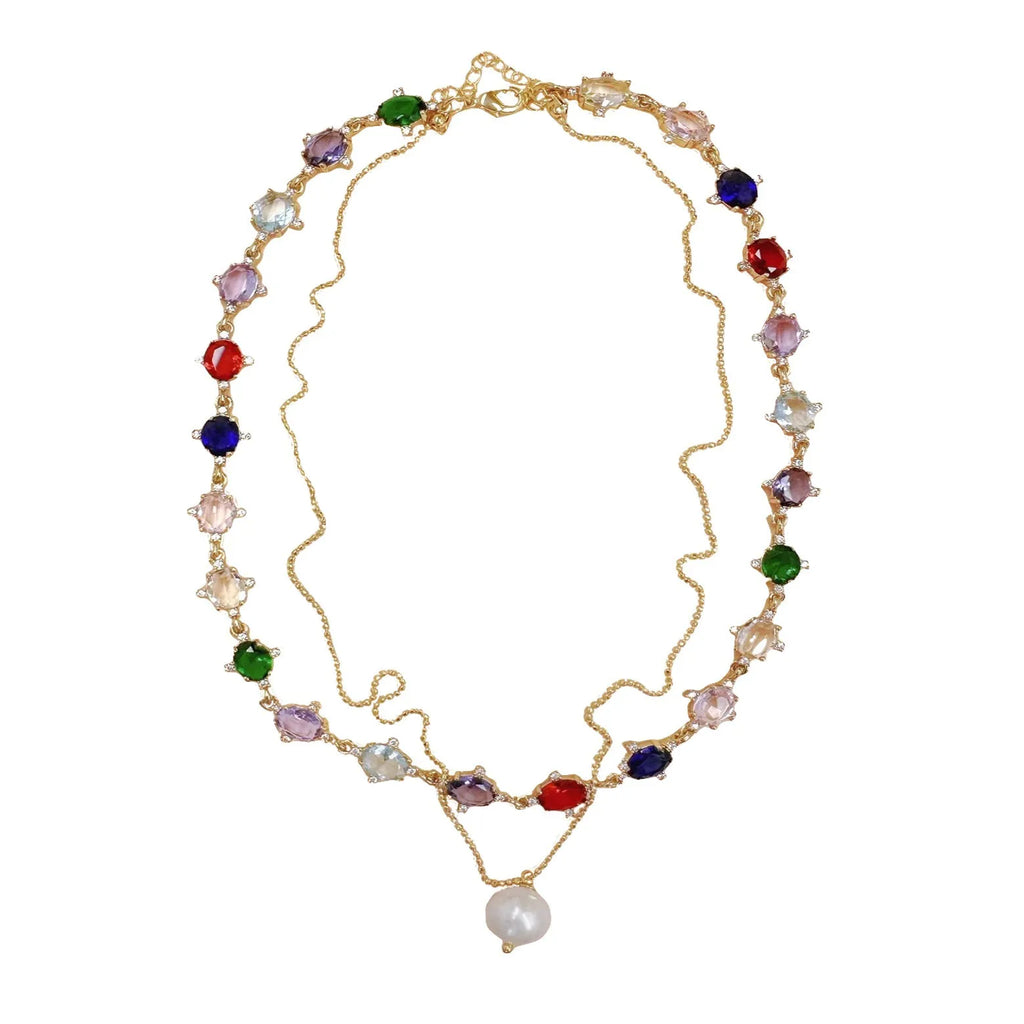 Two layers Crystal necklace with pearl - Angel Barocco