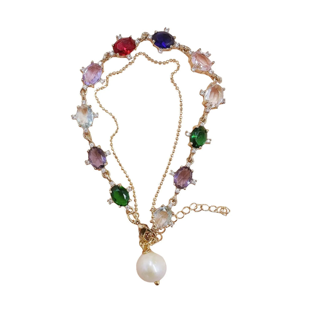 Two Layers Multi color Cristal Bracelet with pearl - Angel Barocco